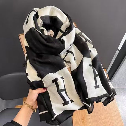 Broadcast Korean Style Printed Cotton Linen Classic Scarfs