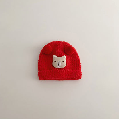 Cute Super Double Ball Bear Knitted Kids' Headwear