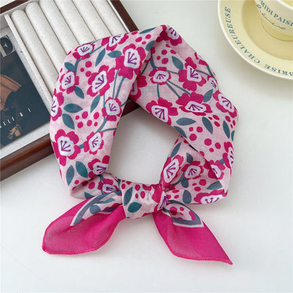 Women's Band Cotton Linen Small Square Towel Scarfs