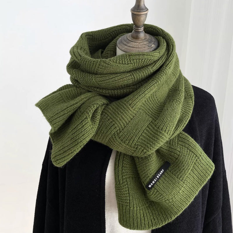 Women's Wool Korean Style Positive Negative Knitted Scarfs