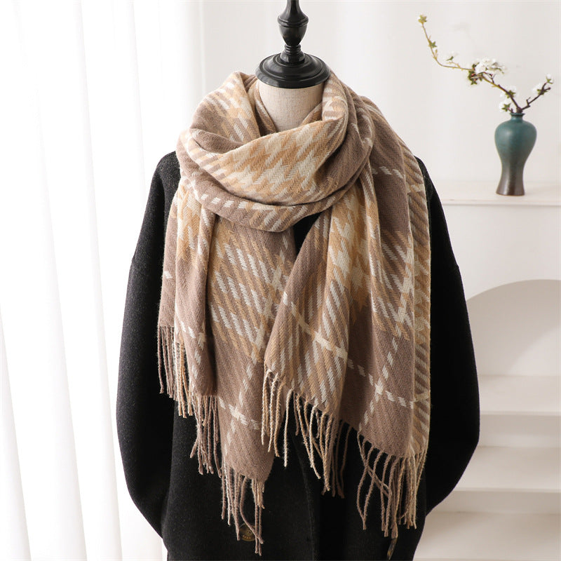 Style Plaid Winter Male Female Thickened Scarfs