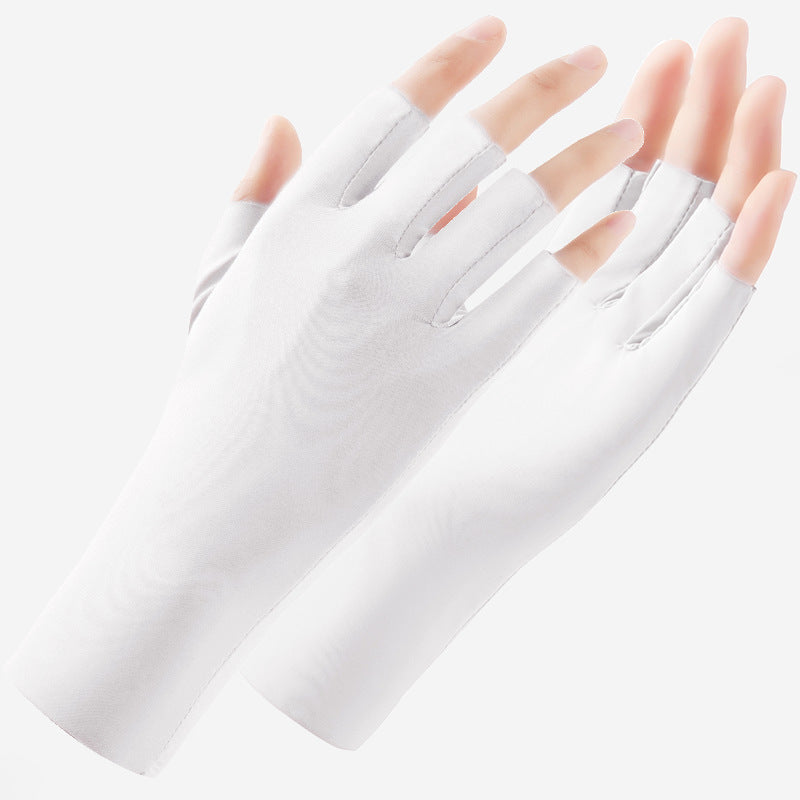 Protection Half Finger Silk Ice Uv Nail Riding Sports Gloves