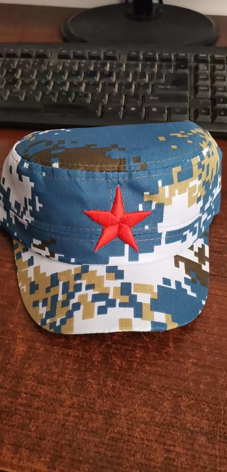 Women's & Men's Embroidered Hat Camouflage Five-star Flat-top Retro Kids' Headwear