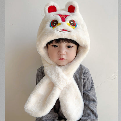 Children's Integrated Winter Cute Lion Plush Earmuffs Kids' Headwear