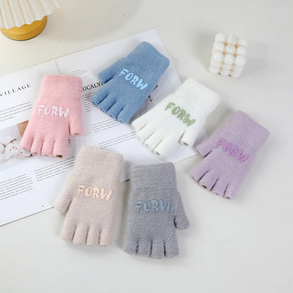 Women's Winter Touch Screen Warm Cute Five-finger Gloves