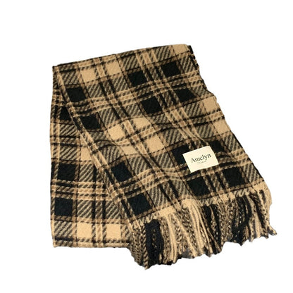 Cashmere Feel Plaid Female Warm Christmas Scarfs