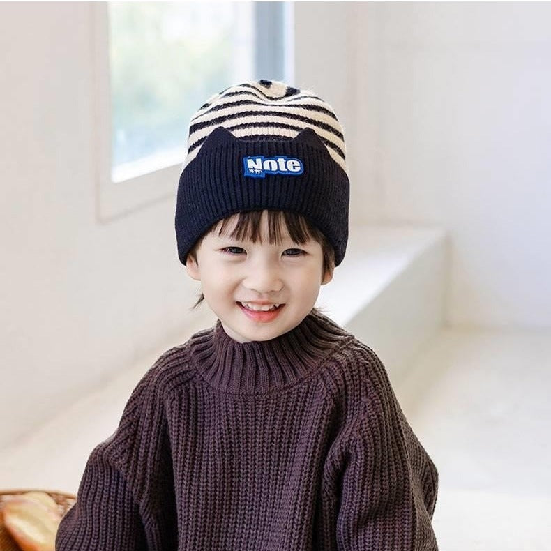 Children's Hat Korean Style Knitted Striped Boyish Kids' Headwear