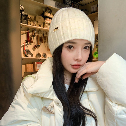 Women's Korean Hat Fashion Color Knitted Woolen Winter Hats & Caps