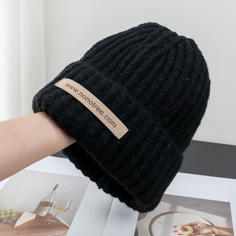 Women's Wool Blended Small Knitted Hat Earflaps Warm Pullover Hats & Caps