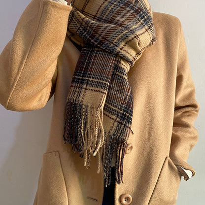 Men's Cashmere Female Color Matching Plaid Shawl Scarfs