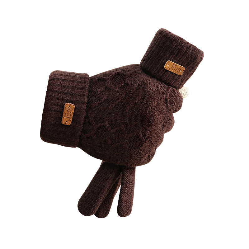 Men's Thickened Thermal Knitting Wool Driving Cycling Gloves