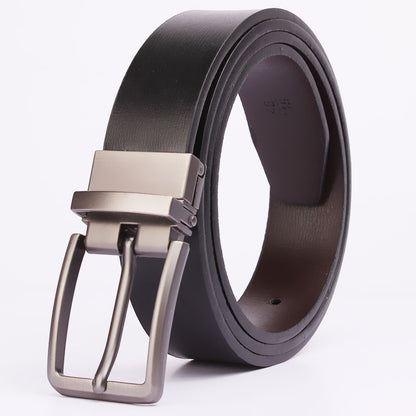 Men's Leather Rotating Pin Buckle Cowhide Business Belts