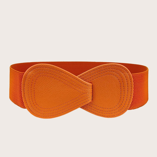 Women's Red Elastic Waist Seal Wide Bow Belts