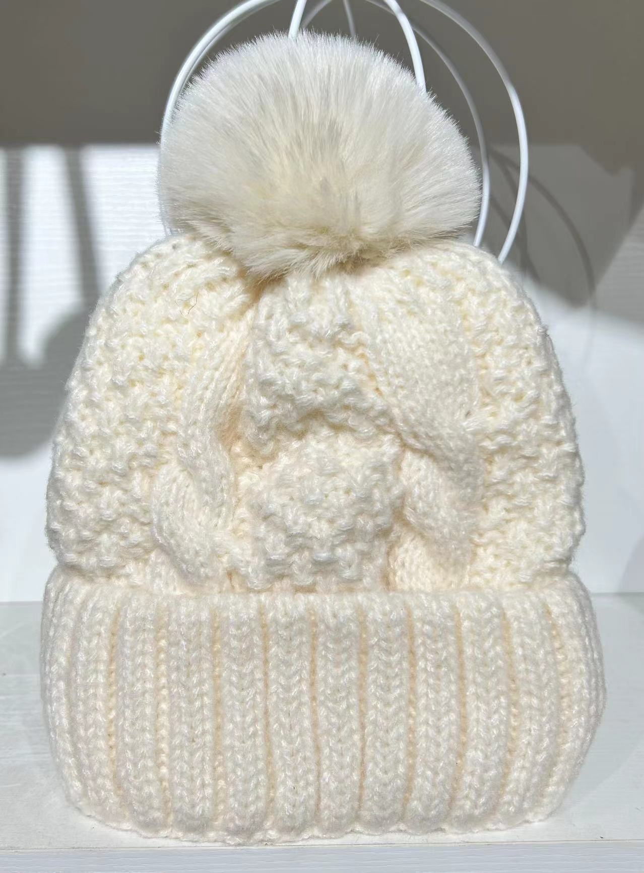 Women's Winter Knitted Hat Warm Woolen Solid Color Hats & Caps