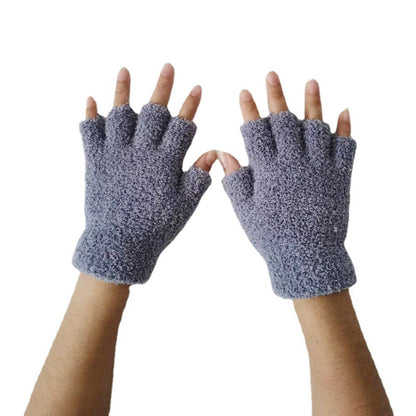 Women's Fleece-lined Thick Coral Fleece Warm Open Gloves