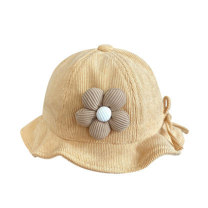 Hat Korean Style Corduroy Flower Bucket Kids' Headwear