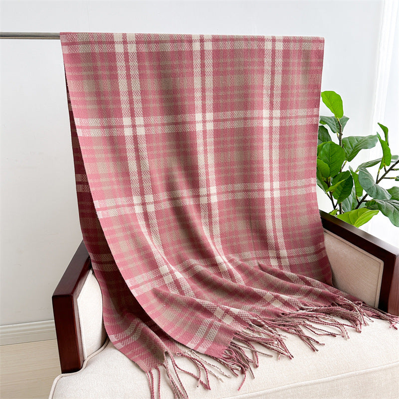 Style Plaid Winter Male Female Thickened Scarfs