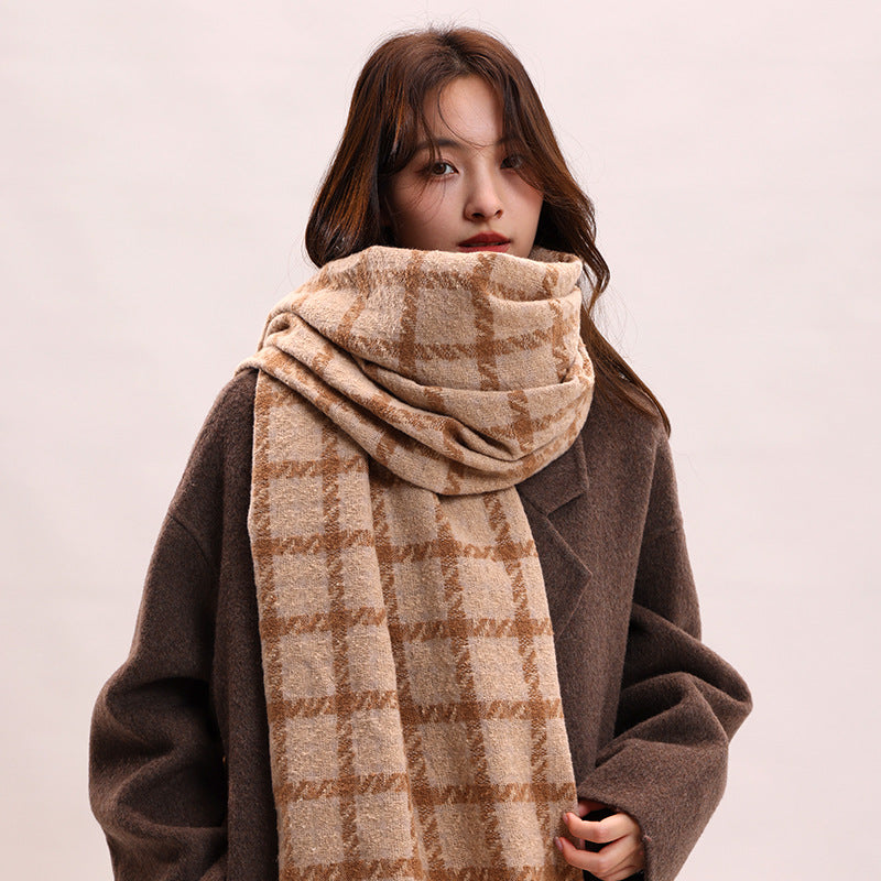 Women's Plaid Korean Thickened British Shawl High-grade Scarfs