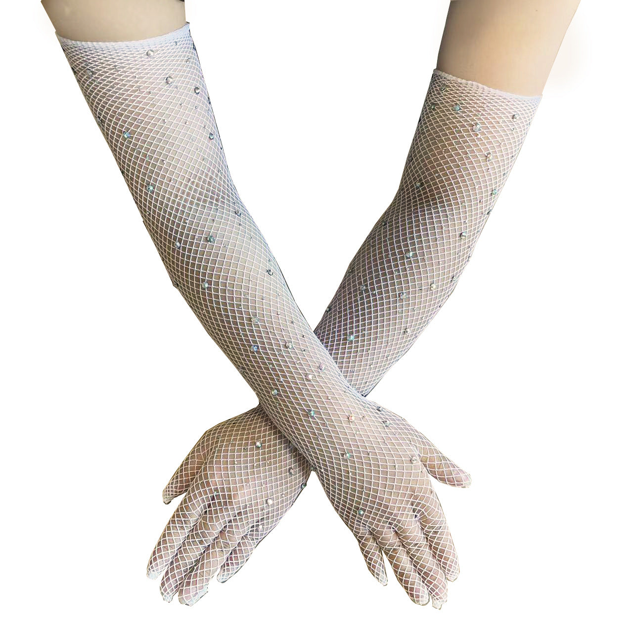 Mesh Disco Sexy Fishnet Black Stretch Colorful Gloves