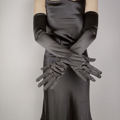 Women's Lengthened Satin Stretch Vintage Dress Bride Gloves