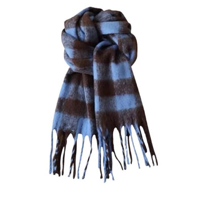 Women's Korean Versatile Plaid Tassel Winter Warm Scarfs