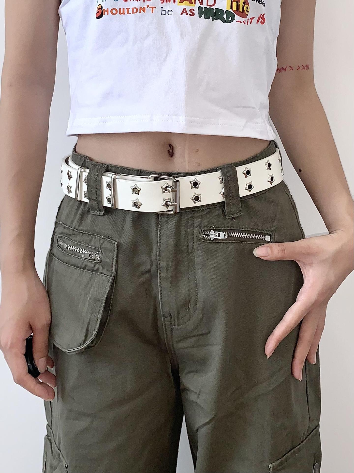 Retro Double Breasted Hollow Punk Casual Belts