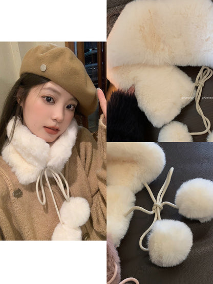 Women's Style Plush Winter Cute Fur Ball Scarfs