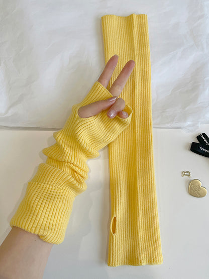 Women's Knitted Wool Half-sleeve Warm Open Finger Touch Screen Arm Gloves