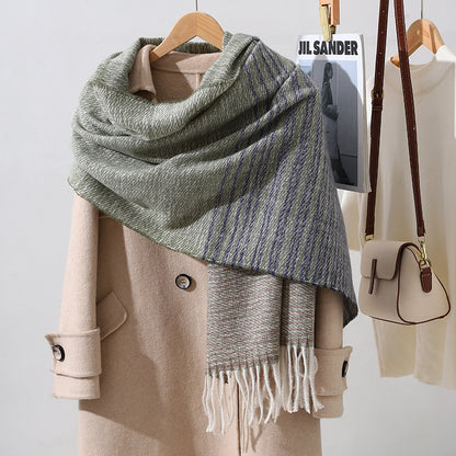 Women's Luxury Fashion Elegant Warm Vintage Stripe High-grade Scarfs