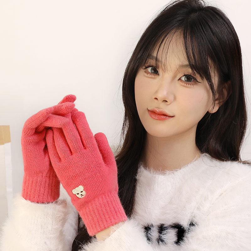 Women's Wool Winter Thickened Warm Cute Versatile Gloves