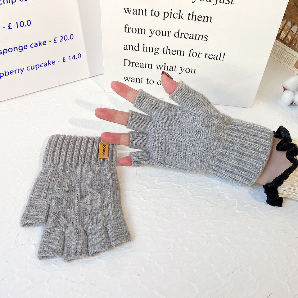 Men's Warm Thickened Wool Twist Knit Office Gloves