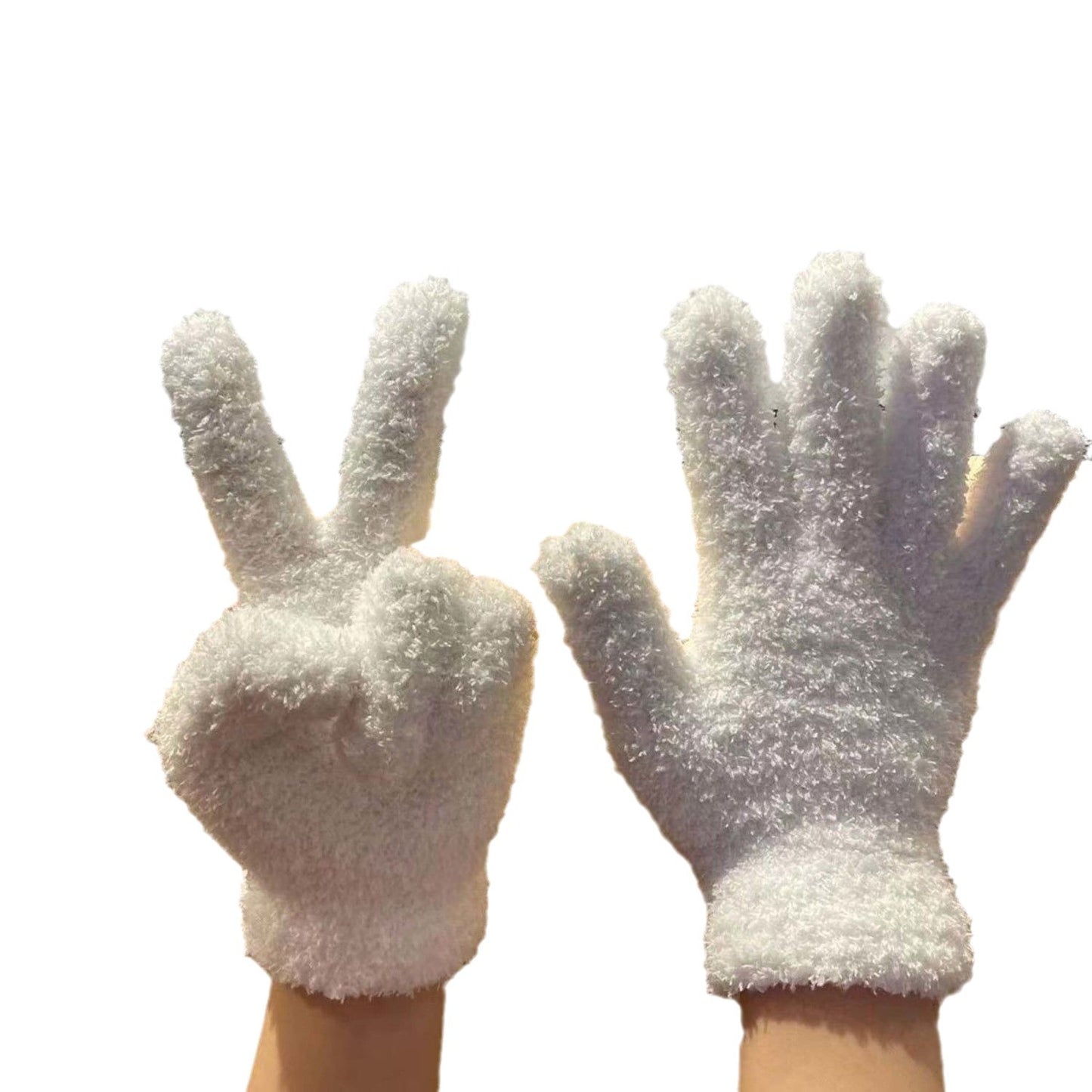 Cute Candy Color Female Winter Fleece-lined Thickened Riding Gloves