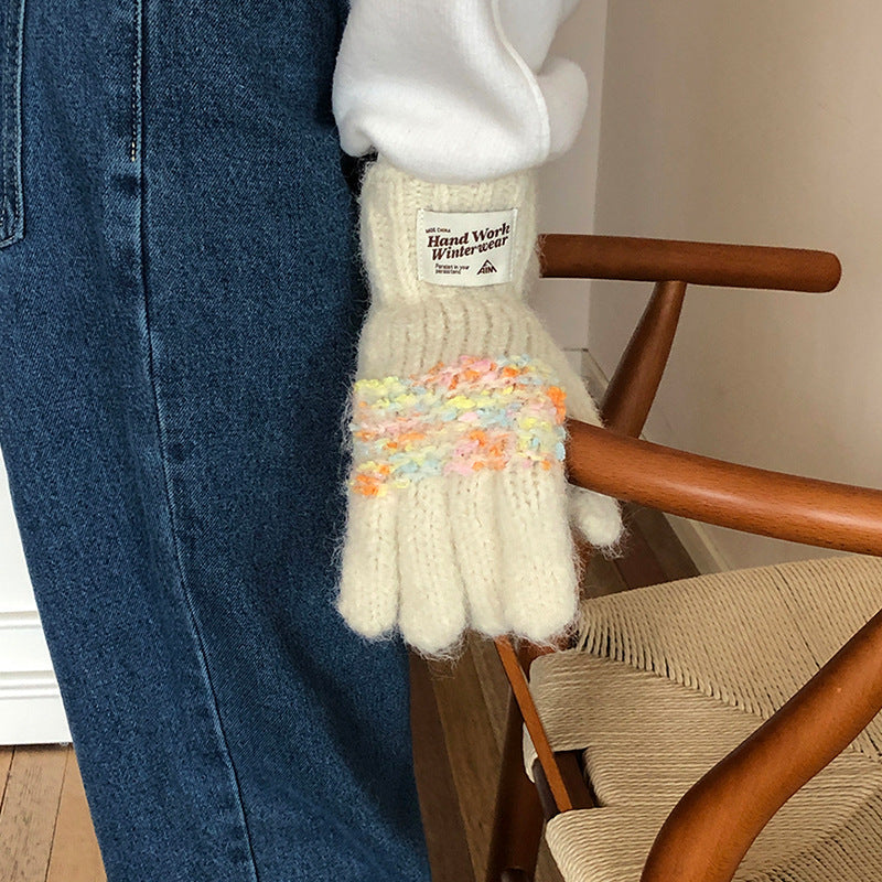 Knitted Simple Cute Warm Wool Female Gloves