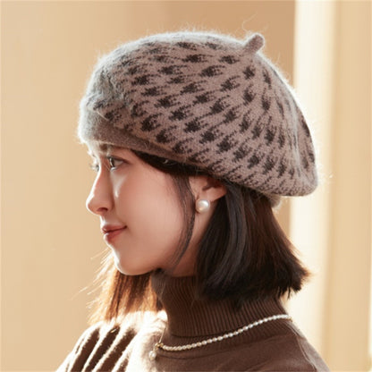 Women's Trendy Rabbit Fur Knitted Hat Korean Hats & Caps