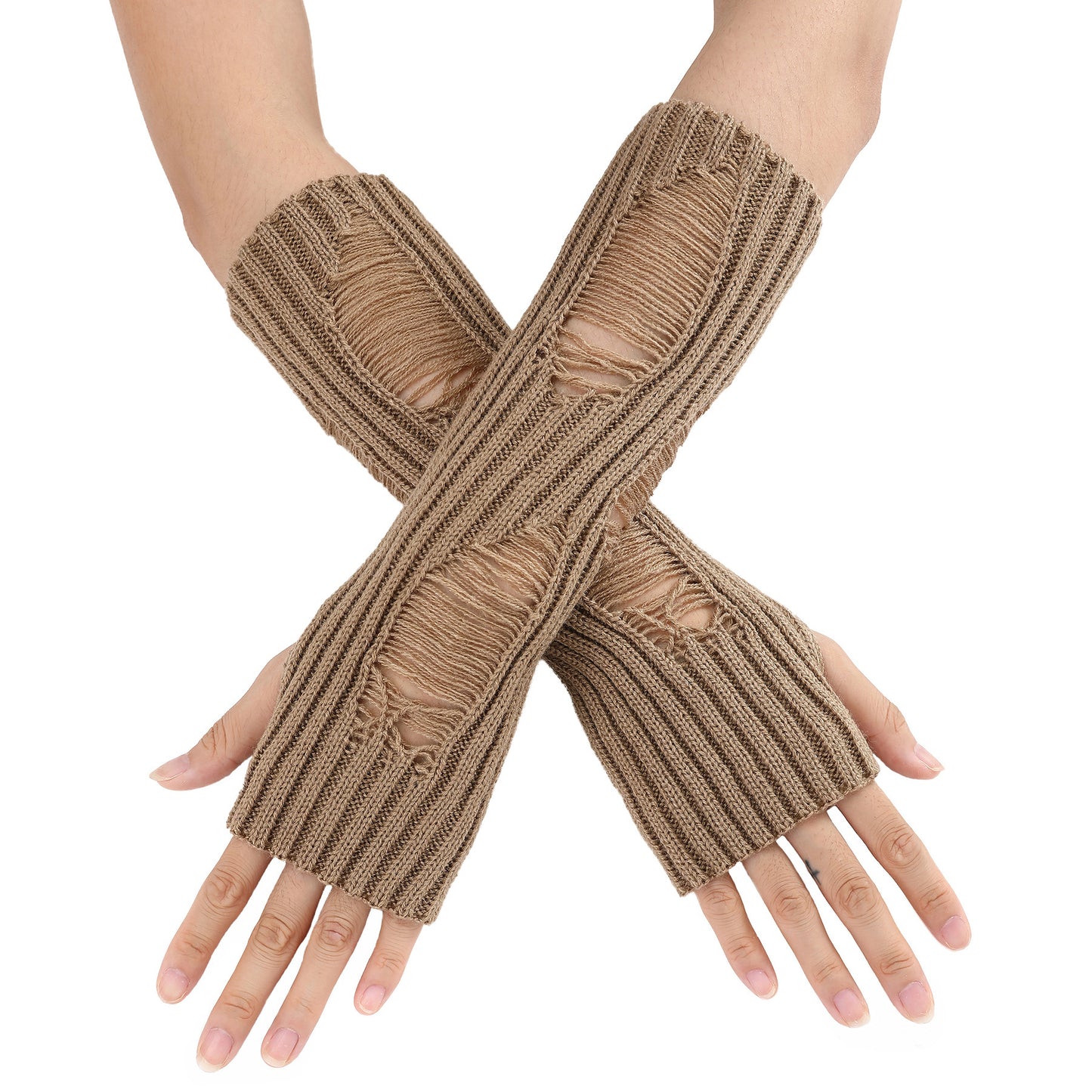 Women's Wool Mid-length Open Finger Warm Fashion Trendy Gloves