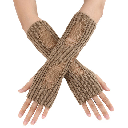 Women's Wool Mid-length Open Finger Warm Fashion Trendy Gloves