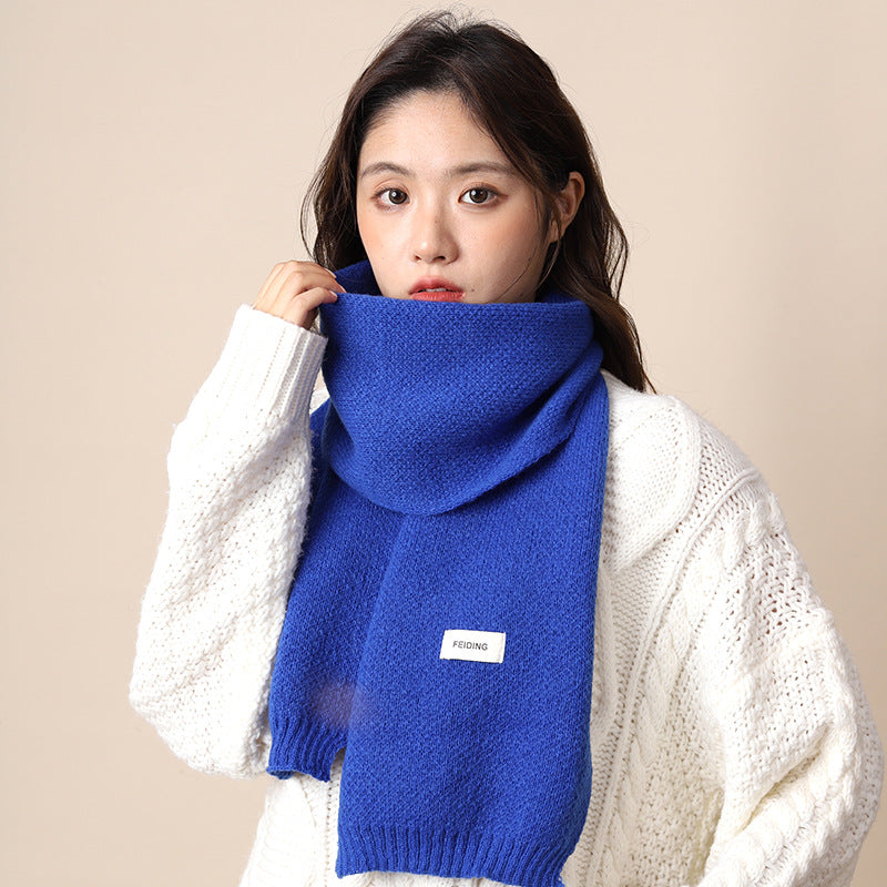 Women's & Men's High Sense Korean Style Warm Knitted Pure Color Scarfs