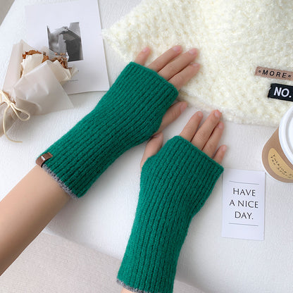 Women's Knitted Half Winter Fingerless Finger Writing Gloves