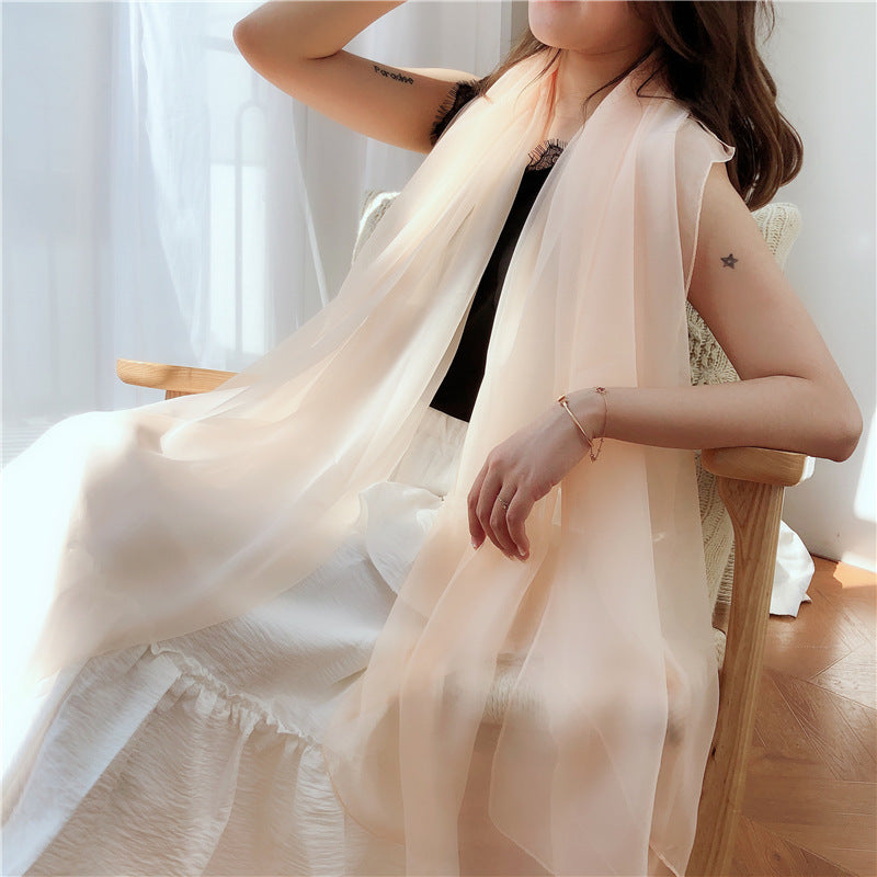 Lightweight Chiffon Pure Color Ice Long Beach Scarfs