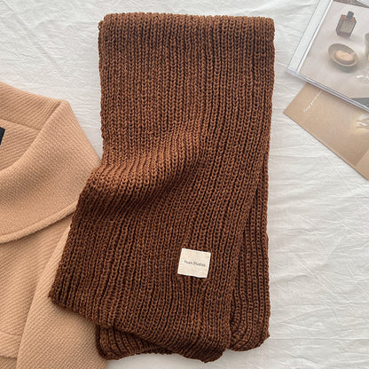 Solid Color Knitted Wool For Male Female Scarfs