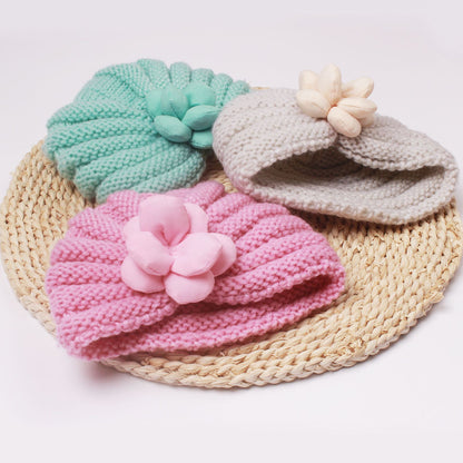 Children's Beanie Cute Three-dimensional Flower Knitted Hat Kids' Headwear