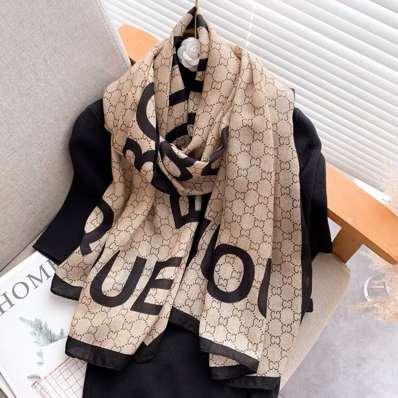 Broadcast Korean Style Printed Cotton Linen Classic Scarfs