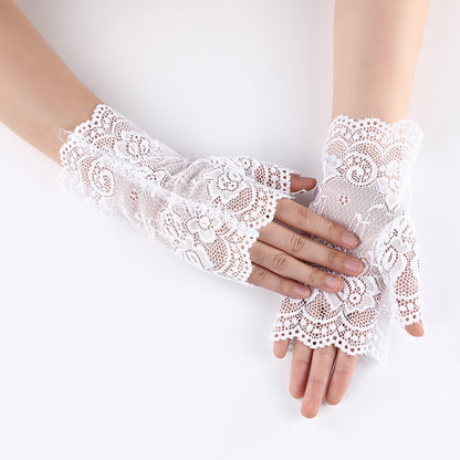 Women's Half Lace Driving Sun Protection Scar Gloves