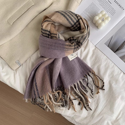 Women's Style High-grade Plaid Winter Versatile College Couple Scarfs