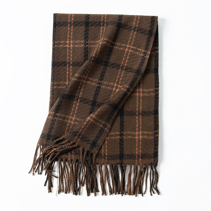 Style Sweet Warm Artificial Cashmere Plaid Couple Scarfs