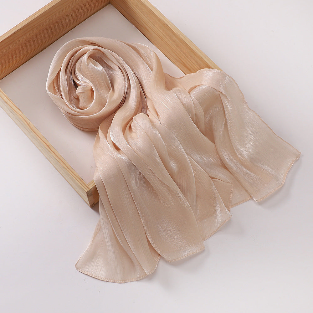 Breathable Cool Island Satin Smooth Crepe Malaysia Scarfs