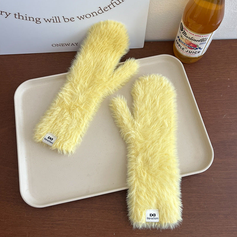 Knitted Warm Korean Style Plush Comfortable Breathable Personality Gloves