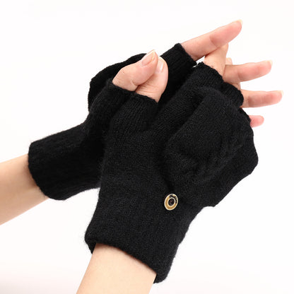 Women's & Men's Finger Wool Keep Warm Writing Open Gloves