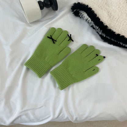 Cute Bear Five Finger Knitted Touch Screen Keep Gloves