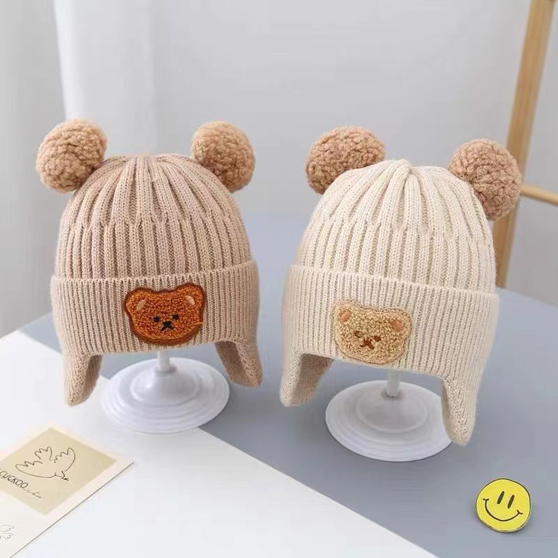 Winter Korean Bear Beret Woolen Knitted Kids' Headwear